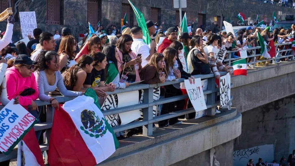 Downtown Los Angles Anti-Deportation Protest Los Angeles^ CA^ United States - February 02 2025