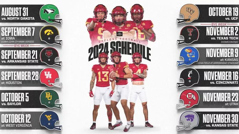 2024 Big 12 Football Schedule Announced Carroll Broadcasting Company 5959