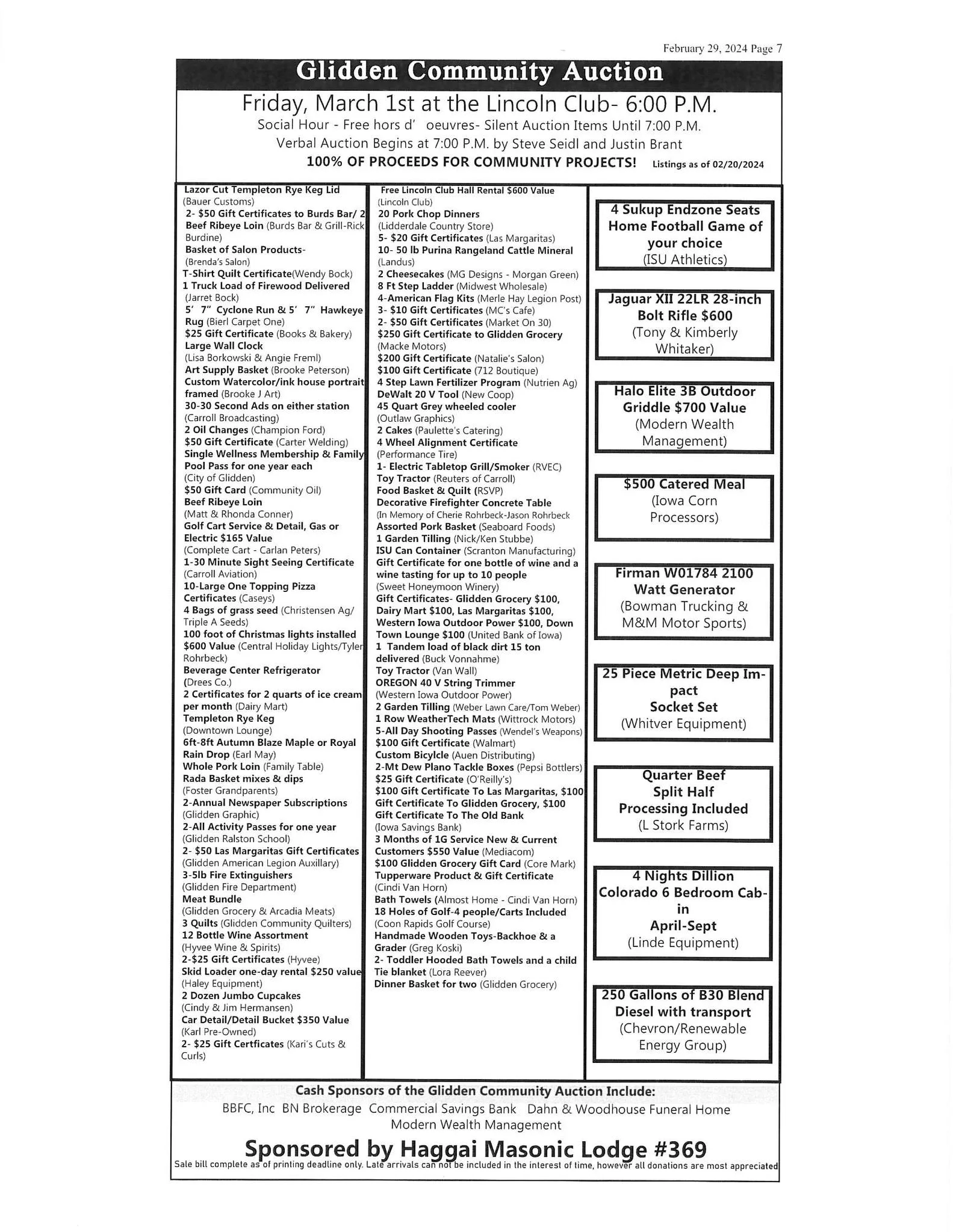 glidden-community-auction-items