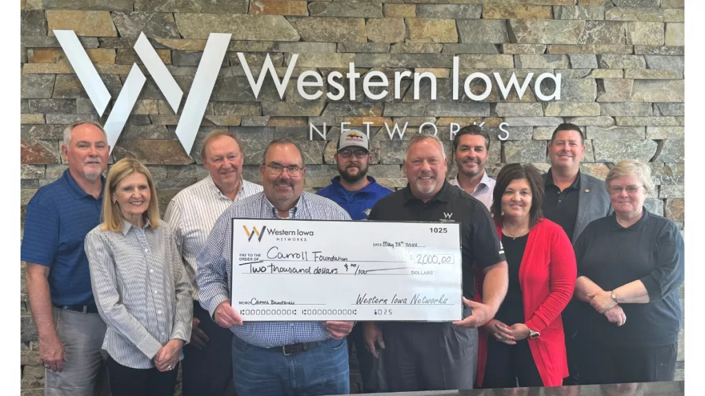 Western Iowa Networks Presented A $2,000 Donation To The Carroll Historic Preservation Commission For BandShell Project