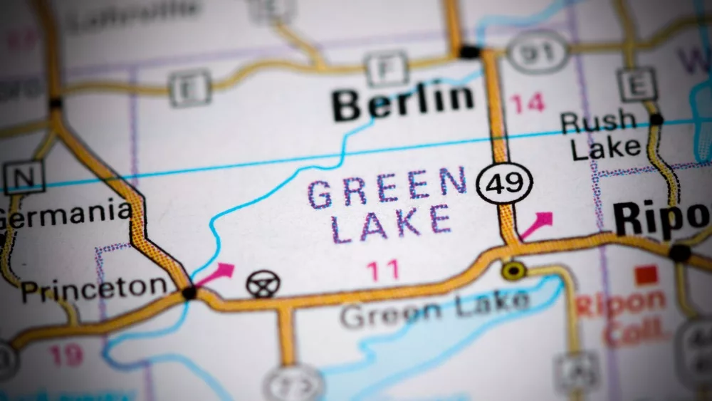 Green Lake. Wisconsin. USA on a map