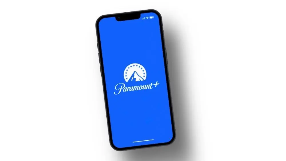 Paramount+ (Paramount Plus) streaming app on smartphone screen. White background.