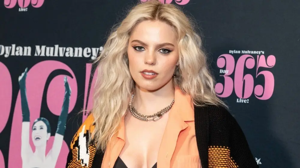 Renee Rapp wearing dress by MSGM attends Day 365 Live! with Dylan Mulvaney at Rainbow Room at Rockefeller Center in New York on March 13^ 2023