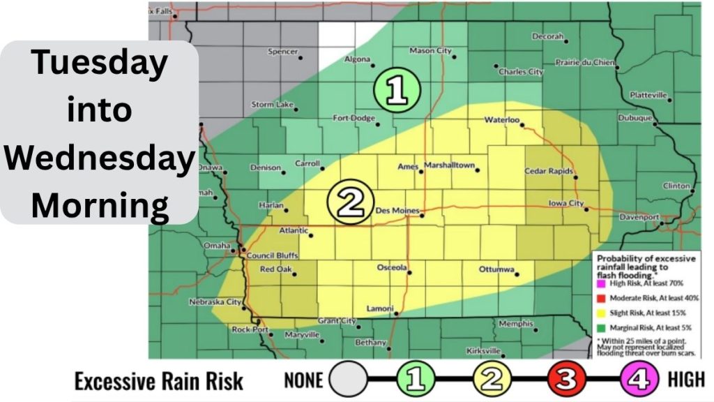 Des Moines NWS Warns Of Potential For Heavy Rain Tuesday Into Wednesday Morning