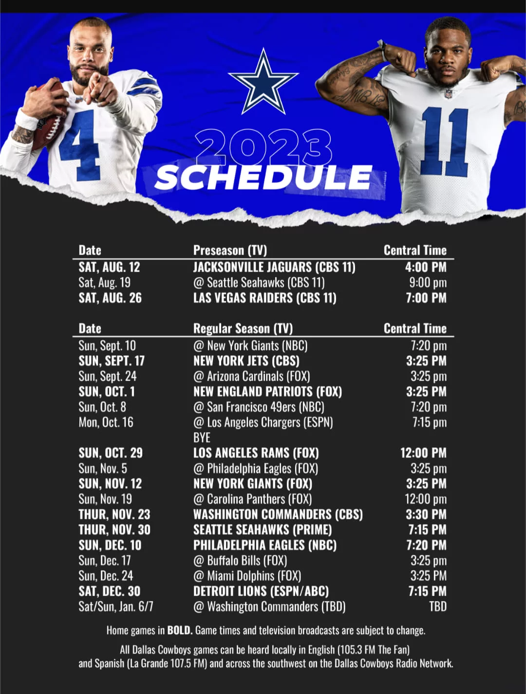 Dallas Cowboys schedule 2023: NFL schedule release date