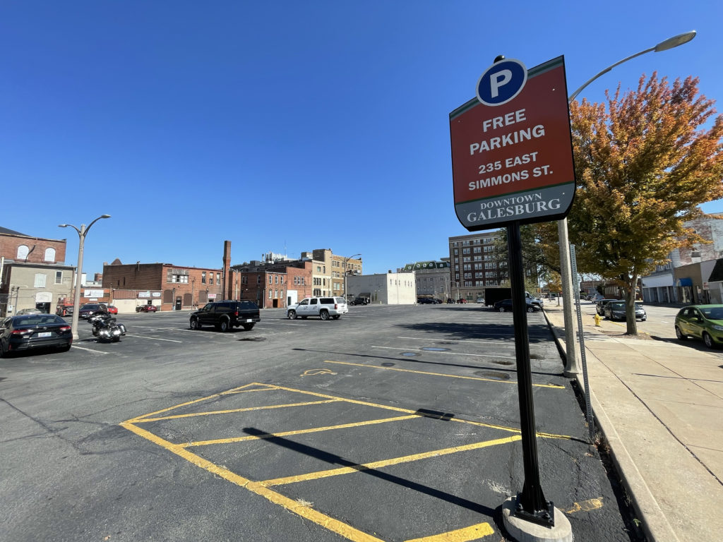 The City of Galesburg received a $2 million Rebuild Downtown and Main Streets grant to make improvements to Parking Lot H and the 200 block of East Simmons Street.