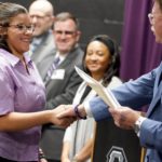 Gale_Scholars_12: Eleven members of the George Washington Gale Scholars Class of 2027 were inducted Tuesday, May 9, during a ceremony held in the Galesburg High School Little Theater. Inductees included: Anayely Pacheco, Macie Jordan, Alliyah Rice, Cordae Sanchez, Jordan Bowling, Ava George, Maddie Coe, Laniyah Sanchez, Evelin Guel, Jocilyn Davidson, and Devaughn Sanchez. Attendees heard remarks from speakers including Steve Cheesman, Director, George Washington Gale Scholars Program; Dr. MarQuita Barker, Vice President for Student Development, Knox College; and Garrett Sprinkle, a senior pursuing a double major in Music & Educational Studies Major at Knox College. The receiving line as the certificates were passed out included Dr. John Asplund, Superintendent, Galesburg 205; Dr. Seamus Reilly, President, Carl Sandburg College, Marquita, Cheesman, and Sprinkle.