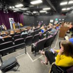 Gale_Scholars_04: Eleven members of the George Washington Gale Scholars Class of 2027 were inducted Tuesday, May 9, during a ceremony held in the Galesburg High School Little Theater. Inductees included: Anayely Pacheco, Macie Jordan, Alliyah Rice, Cordae Sanchez, Jordan Bowling, Ava George, Maddie Coe, Laniyah Sanchez, Evelin Guel, Jocilyn Davidson, and Devaughn Sanchez. Attendees heard remarks from speakers including Steve Cheesman, Director, George Washington Gale Scholars Program; Dr. MarQuita Barker, Vice President for Student Development, Knox College; and Garrett Sprinkle, a senior pursuing a double major in Music & Educational Studies Major at Knox College. The receiving line as the certificates were passed out included Dr. John Asplund, Superintendent, Galesburg 205; Dr. Seamus Reilly, President, Carl Sandburg College, Marquita, Cheesman, and Sprinkle.