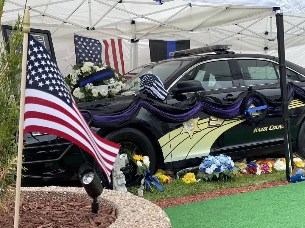The squad care of Knox County Sheriff's Deputy Nicholas Weist is displayed in front of the office in Galesburg.