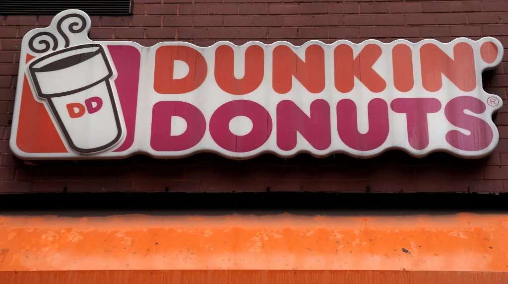 A Dunkin' Donuts logo is pictured