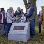 Descendants of families who lived in Galesburg Railroad Camps attend a plaque dedication ceremony Monday, Oct. 30, 2023, in Galesburg. (BILL GAITHER/CARL SANDBURG COLLEGE)