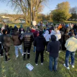 The Carl Sandburg College Hispanic-Latino Student Association and the Hispanic Latino Resource Group, Inc. hosted a dedication ceremony Monday, Oct. 30, 2023, for the plaques created and installed by the City of Galesburg recognizing the location of the four Railroad Camps, where the workers of the C. B. & Q. and the Santa Fe Railroads lived beginning in circa 1917 to 1956. The dedication ceremony was at the Santa Fe Camp monument site, located in the 1200 block of West Berrien Street. (BILL GAITHER/CARL SANDBURG COLLEGE)