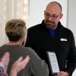 The Galesburg Chamber of Commerce hosted its 45th Annual Thanksgiving Luncheon on Monday, Nov. 20, 2023, at Cedar Creek Hall. Pictured is Kraig Boynton accepting the Thomas B. Herring Community Service Award. (Photo by Bill Gaither)