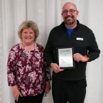 The Galesburg Chamber of Commerce hosted its 45th Annual Thanksgiving Luncheon on Monday, Nov. 20, 2023, at Cedar Creek Hall. Pictured are Carol Hagan and Kraig Boynton. (Photo by Bill Gaither)