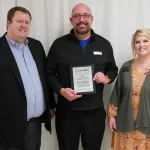 The Galesburg Chamber of Commerce hosted its 45th Annual Thanksgiving Luncheon on Monday, Nov. 20, 2023, at Cedar Creek Hall. From left are Chamber President Mark Lee, Kraig Boynton and Chamber Director Pam Gaither. (Photo by Bill Gaither)