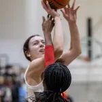 STREAKS-V-ROCKY-GBB-014: The Galesburg Silver Streaks defeated the Rock Island  Rocks 48-39 in Western Big 6 Conference girls basketball action Thursday, Dec. 14, 2023, at John Thiel Gymnasium.