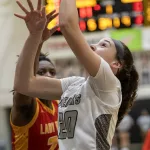 STREAKS-V-ROCKY-GBB-017: The Galesburg Silver Streaks defeated the Rock Island  Rocks 48-39 in Western Big 6 Conference girls basketball action Thursday, Dec. 14, 2023, at John Thiel Gymnasium.