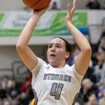 STREAKS-V-ROCKY-GBB-020: The Galesburg Silver Streaks defeated the Rock Island  Rocks 48-39 in Western Big 6 Conference girls basketball action Thursday, Dec. 14, 2023, at John Thiel Gymnasium.