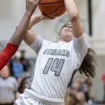 STREAKS-V-ROCKY-GBB-031: The Galesburg Silver Streaks defeated the Rock Island  Rocks 48-39 in Western Big 6 Conference girls basketball action Thursday, Dec. 14, 2023, at John Thiel Gymnasium.