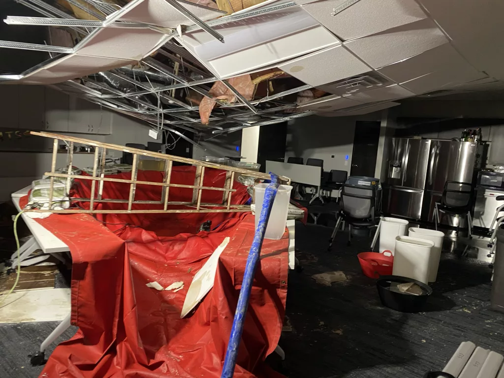Ceiling collapse at Kehoe Eye Care