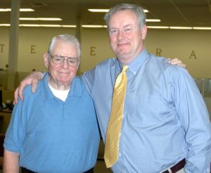 Former longtime Register-Mail Editor Bob Harrison, left, with former Publisher Don Cooper.