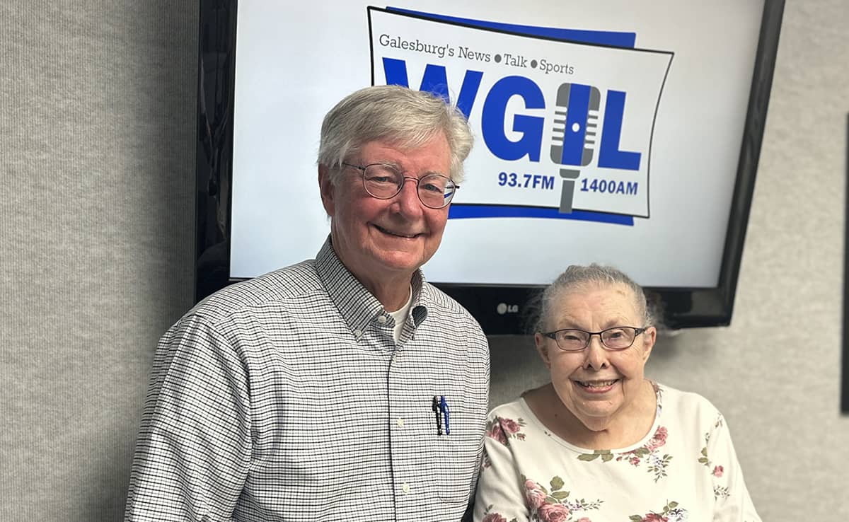 Author Barbara Schock, right and Rick Sayre of the Carl Sandburg Historic Site Association on the new book "Sandburg's Hometown - A Selected Anthology."