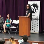 Gale_Scholars_Induction21: Ten members of the George Washington Gale Scholars Class of 2028 were inducted Tuesday, May 8, during a ceremony held in the Galesburg High School Little Theater. Inductees included: SaraRose Carrillo Fredrickson, William Grant IV, Ana Gutierrez, Harley Harris, Aaron Johnson Baker, Alondra Morales, Miles Patrick, Jasper Petry-Garcia, Tymyra Siby and Zacheriah Smith.
Attendees heard remarks from speakers including Steve Cheesman, director of George Washington Gale Scholars Program; Dr. Seamus Reailly, president of Carl Sandburg College; Randi Torrance, director of TRIO Upward Bound Math-Science at Sandburg and a Gale Scholar alumna; and Tyler Ferris, senior computer science major at Knox College.