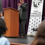 Gale_Scholars_Induction22: Ten members of the George Washington Gale Scholars Class of 2028 were inducted Tuesday, May 8, during a ceremony held in the Galesburg High School Little Theater. Inductees included: SaraRose Carrillo Fredrickson, William Grant IV, Ana Gutierrez, Harley Harris, Aaron Johnson Baker, Alondra Morales, Miles Patrick, Jasper Petry-Garcia, Tymyra Siby and Zacheriah Smith.
Attendees heard remarks from speakers including Steve Cheesman, director of George Washington Gale Scholars Program; Dr. Seamus Reailly, president of Carl Sandburg College; Randi Torrance, director of TRIO Upward Bound Math-Science at Sandburg and a Gale Scholar alumna; and Tyler Ferris, senior computer science major at Knox College.