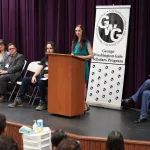Gale_Scholars_Induction23: Ten members of the George Washington Gale Scholars Class of 2028 were inducted Tuesday, May 8, during a ceremony held in the Galesburg High School Little Theater. Inductees included: SaraRose Carrillo Fredrickson, William Grant IV, Ana Gutierrez, Harley Harris, Aaron Johnson Baker, Alondra Morales, Miles Patrick, Jasper Petry-Garcia, Tymyra Siby and Zacheriah Smith.
Attendees heard remarks from speakers including Steve Cheesman, director of George Washington Gale Scholars Program; Dr. Seamus Reailly, president of Carl Sandburg College; Randi Torrance, director of TRIO Upward Bound Math-Science at Sandburg and a Gale Scholar alumna; and Tyler Ferris, senior computer science major at Knox College.