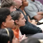 Gale_Scholars_Induction24: Ten members of the George Washington Gale Scholars Class of 2028 were inducted Tuesday, May 8, during a ceremony held in the Galesburg High School Little Theater. Inductees included: SaraRose Carrillo Fredrickson, William Grant IV, Ana Gutierrez, Harley Harris, Aaron Johnson Baker, Alondra Morales, Miles Patrick, Jasper Petry-Garcia, Tymyra Siby and Zacheriah Smith.
Attendees heard remarks from speakers including Steve Cheesman, director of George Washington Gale Scholars Program; Dr. Seamus Reailly, president of Carl Sandburg College; Randi Torrance, director of TRIO Upward Bound Math-Science at Sandburg and a Gale Scholar alumna; and Tyler Ferris, senior computer science major at Knox College.