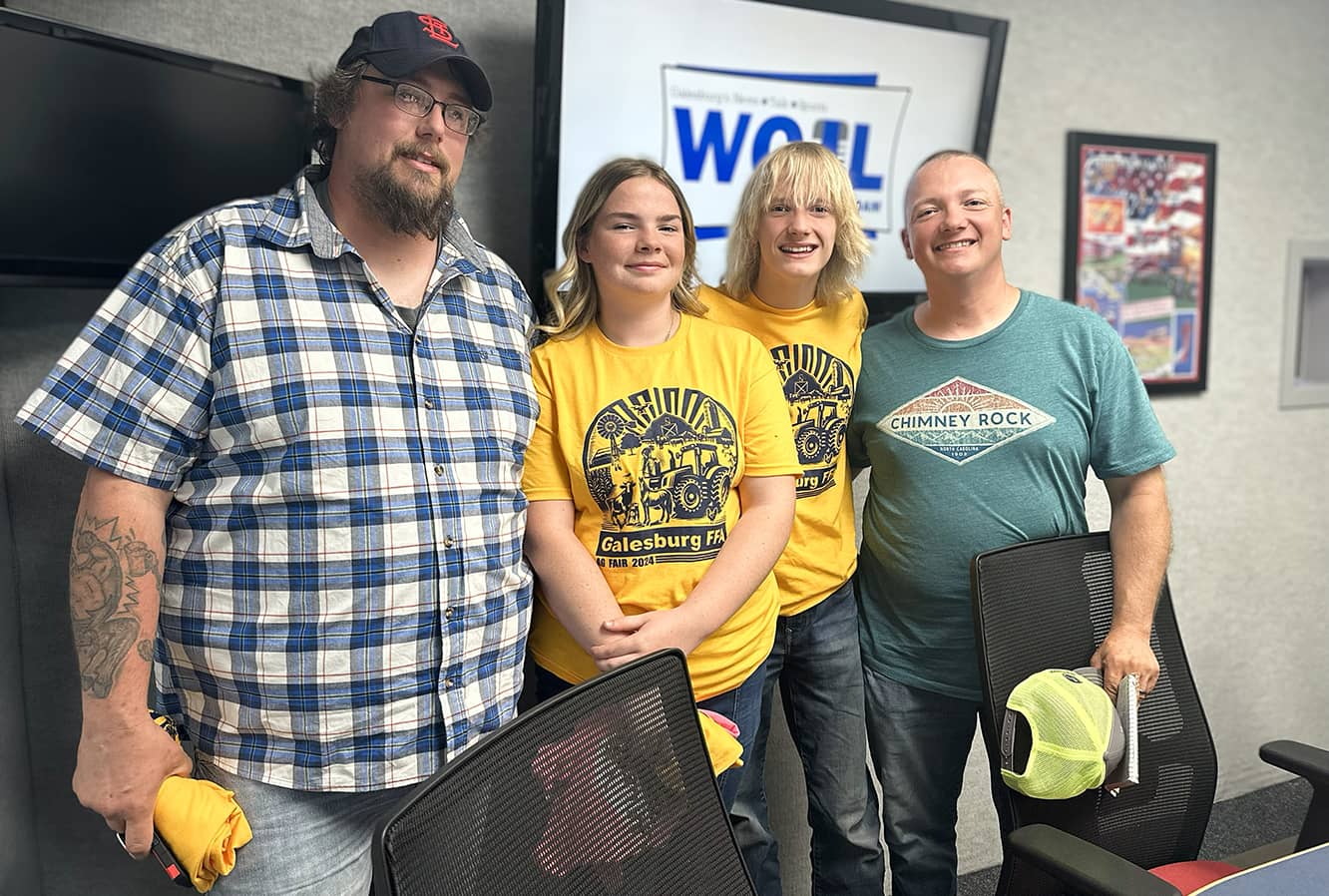 Members of the Galesburg FFA program, from left: alumni vice president Pat Sherman, students Hailey Smith and Logan Yeutson, and alumni president Ben Yeutson.