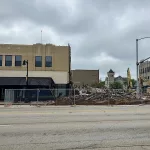 Fire-demo-060124-6: A crew from River City Demolition of Peoria started the demolition process at 149-151 E. Main Street at 8:45 a.m. Saturday, June 1, 2024. (JAY REDFERN/WGIL)