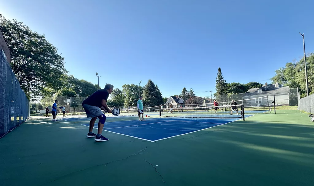 Pickleball players are active on the Bateman Park courts early Friday, June 14, 2024.