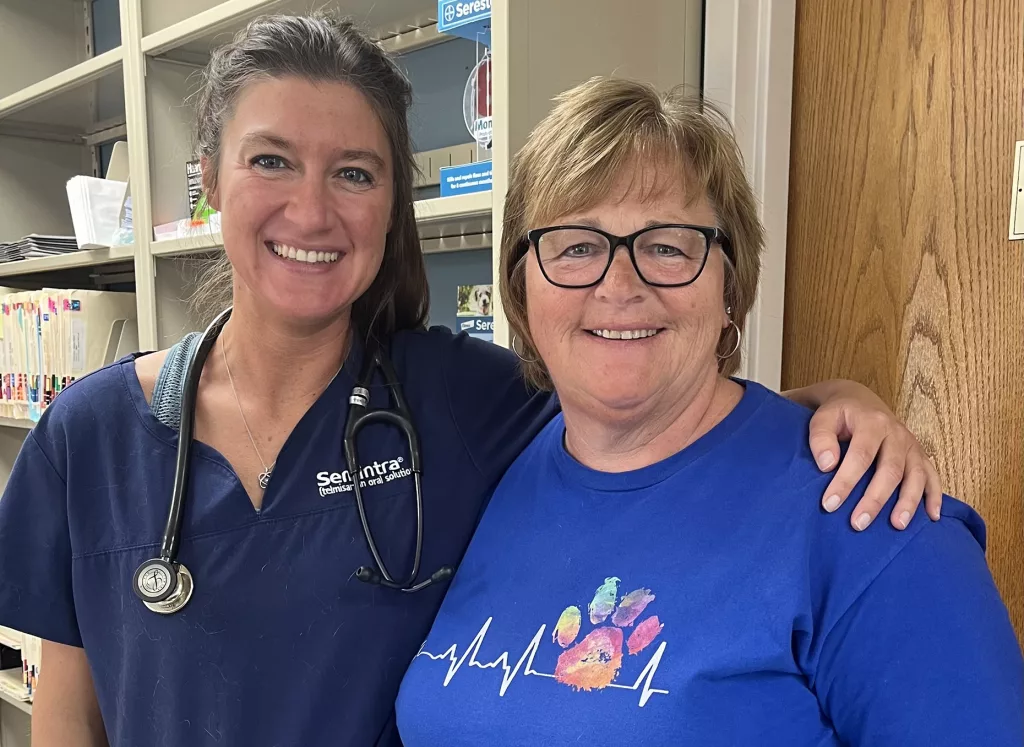Dr. Becca Schwieter, left, and Jolene Eiker of Animal Medical Center in Galesburg.