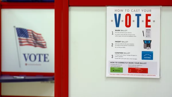 A voting booth is pictured in Sangamon County. (Capitol News Illinois photo by Andrew Campbell)