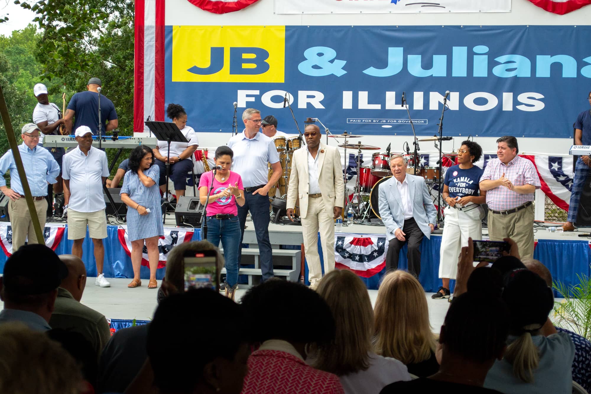 Illinois Comptroller Susana Mendoza counts on her hand the number of grievances she has with former President Donald Trump and his running mate JD Vance. (Capitol News Illinois photo by Jerry Nowicki)