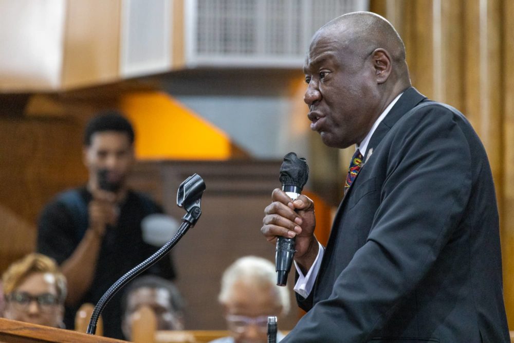 Attorney Ben Crump, who is representing the family of Sonya Massey, is pictured at a rally in Chicago last month. (Capitol News Illinois photo by Andrew Adams)