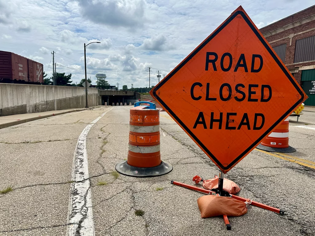 The South Seminary Street approach to eastbound East South Street has been closed to traffic since July 10, 2024, due to a water main break.