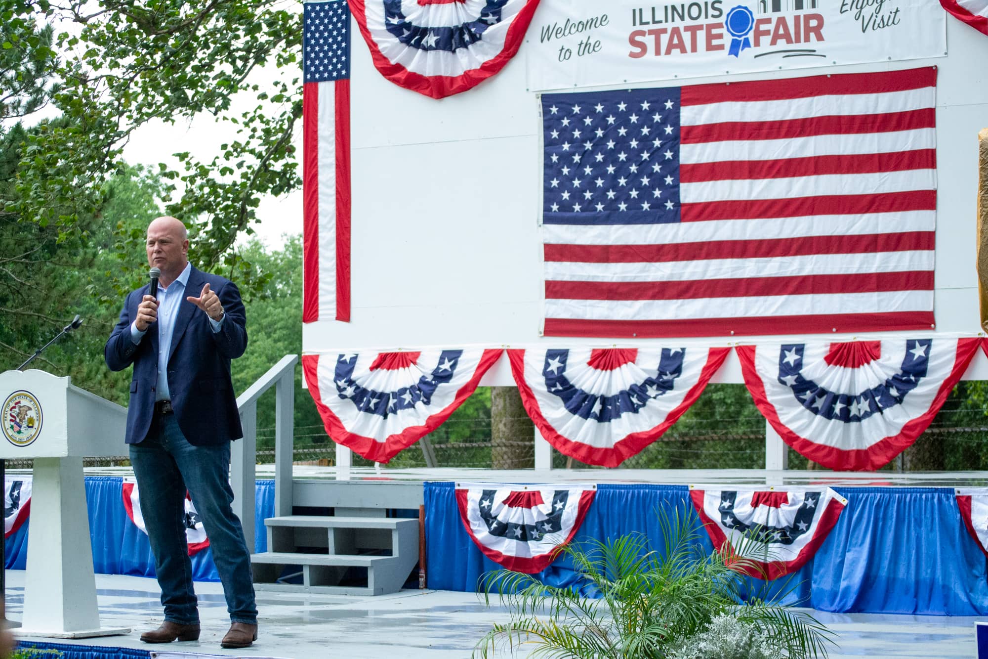 Matthew Whitaker, a former acting attorney general under former President Donald Trump, is the guest speaker at Republican Day at the Illinois State Fair. (Capitol News Illinois photo by Jerry Nowicki)