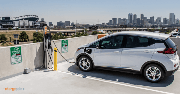 An EV charging station