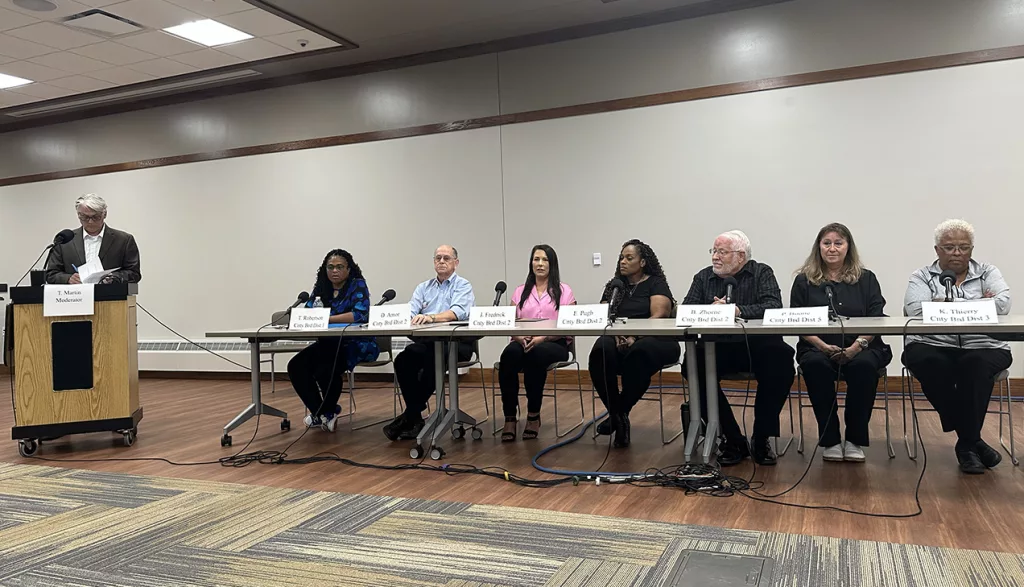 Candidates for Knox County Board, Knox County Coroner and Knox County State's Attorney participated in a Candidate Forum on Monday, Sept. 23 in the community room at the Galesburg Public Library.