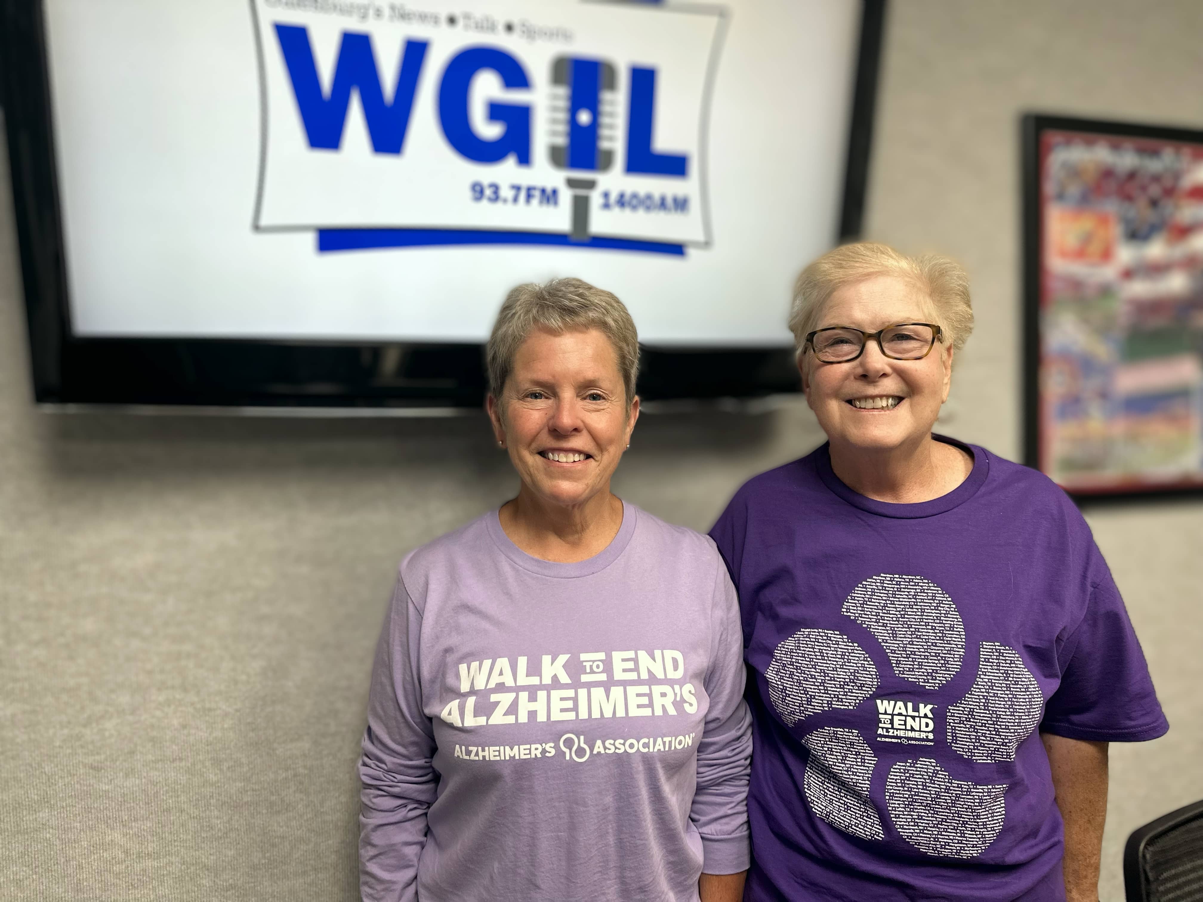 Becky Carlson and Joann Whitney preview the Knox-Warren County Walk to End Alzheimer’s, set for Saturday, Sept. 28 at Lake Storey Park Picnic Area.