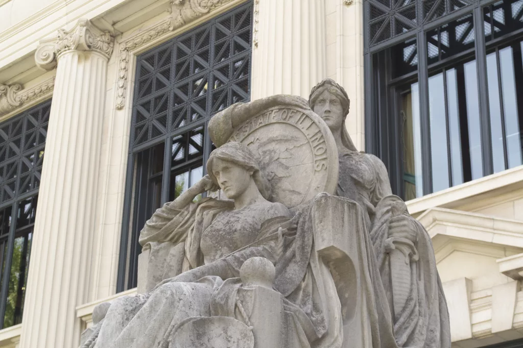 A statue is pictured outside of the Illinois Supreme Court chamber. (Capitol News Illinois file photo)