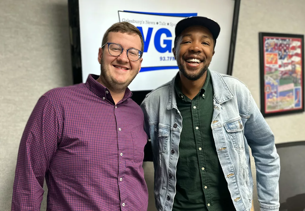 Lucas Wood and Kedrick Armstrong of the Knox-Galesburg Symphony.