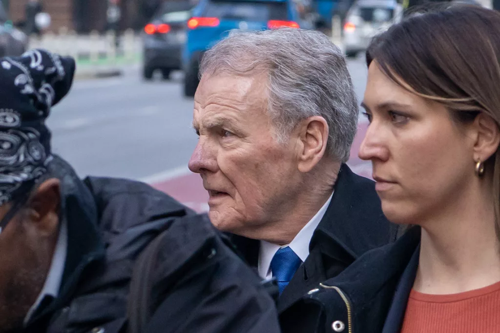 Former House Speaker Michael Madigan exits the Dirksen Federal Courthouse in Chicago on Jan. 3. (Capitol News Illinois photo by Andrew Adams)