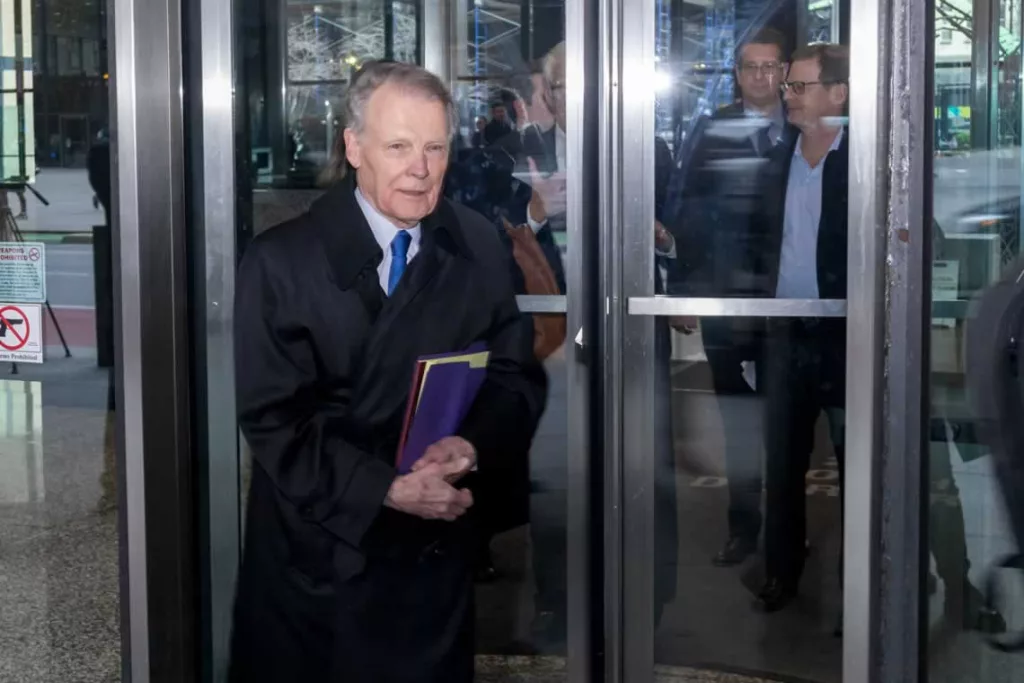 Former Democratic state House Speaker Michael Madigan is pictured leaving the Dirksen Federal Courthouse in January. Jury selection for his federal corruption trial will continue next week. (Capitol News Illinois photo by Andrew Adams)