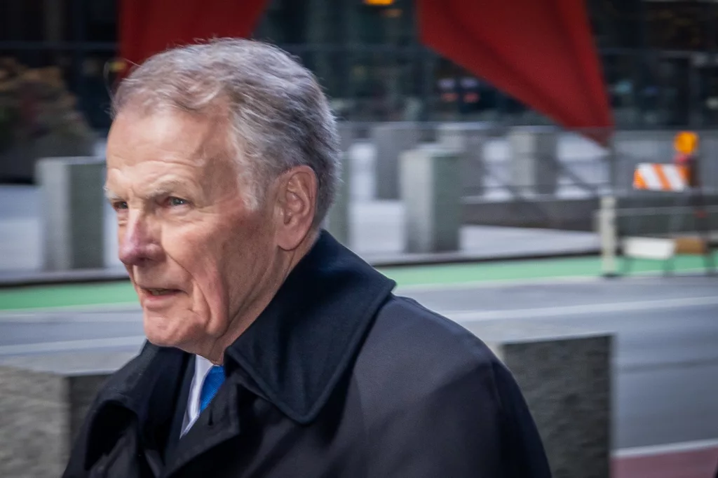 Former Illinois House Speaker Michael Madigan – a mainstay of Illinois political power for over four decades – is pictured leaving the Dirksen Federal Courthouse earlier this year after a hearing regarding the corruption charges he faces. Opening statements in his trial are slated for next week. (Capitol News Illinois photo by Andrew Adams)