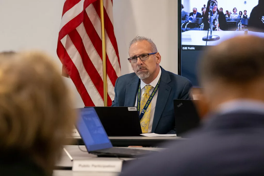 Illinois Superintendent of Education Tony Sanders is pictured at an Illinois State Board of Education meeting in Chicago last year.