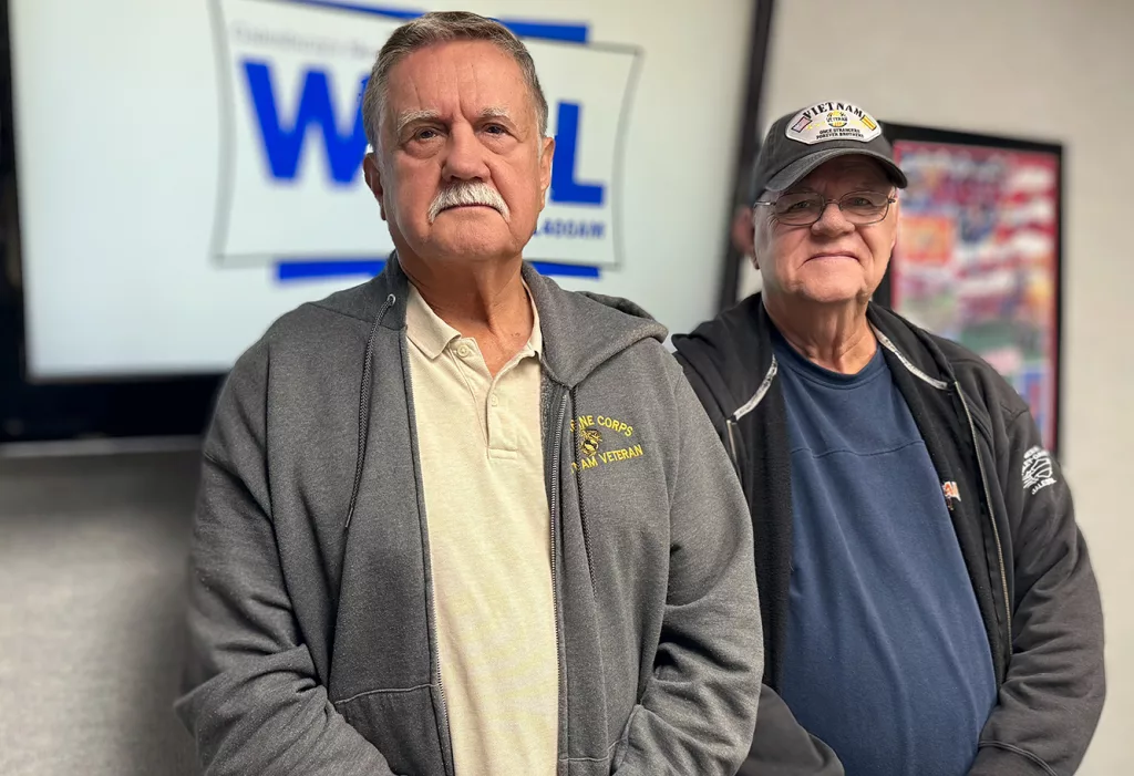 Terry Bruns, left, and Bob Horton with VFW Post 2257 in Galesburg.