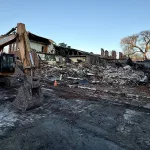 cherry-street-demo-120524: Work got underway Thursday afternoon to demolish a building at 179 N. Cherry St. damaged by a fire on Dec. 5, 2024. (JAY REDFERN/WGIL)